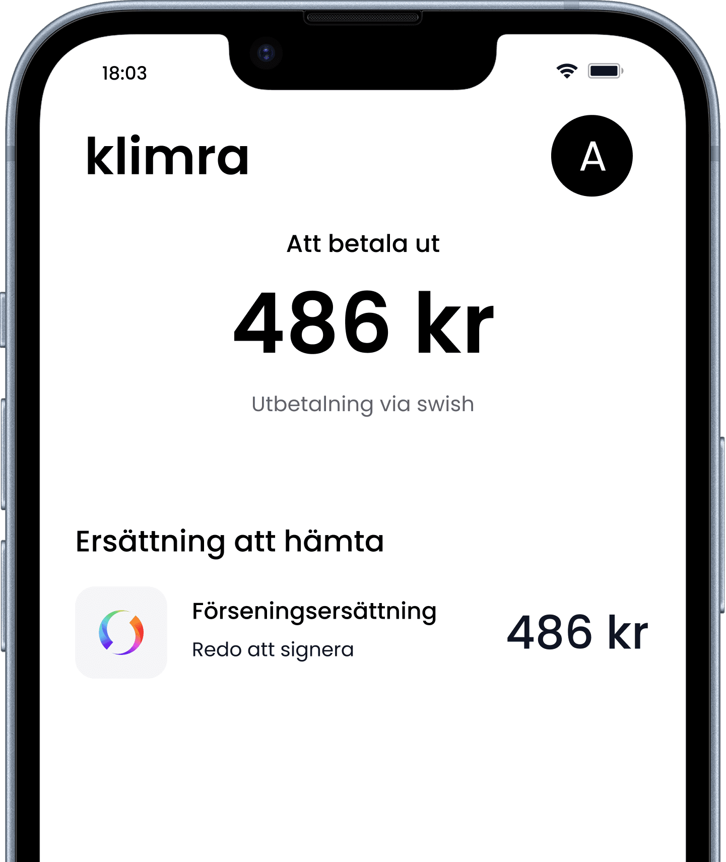 Klimra dashboard som visar möjlig ersättning