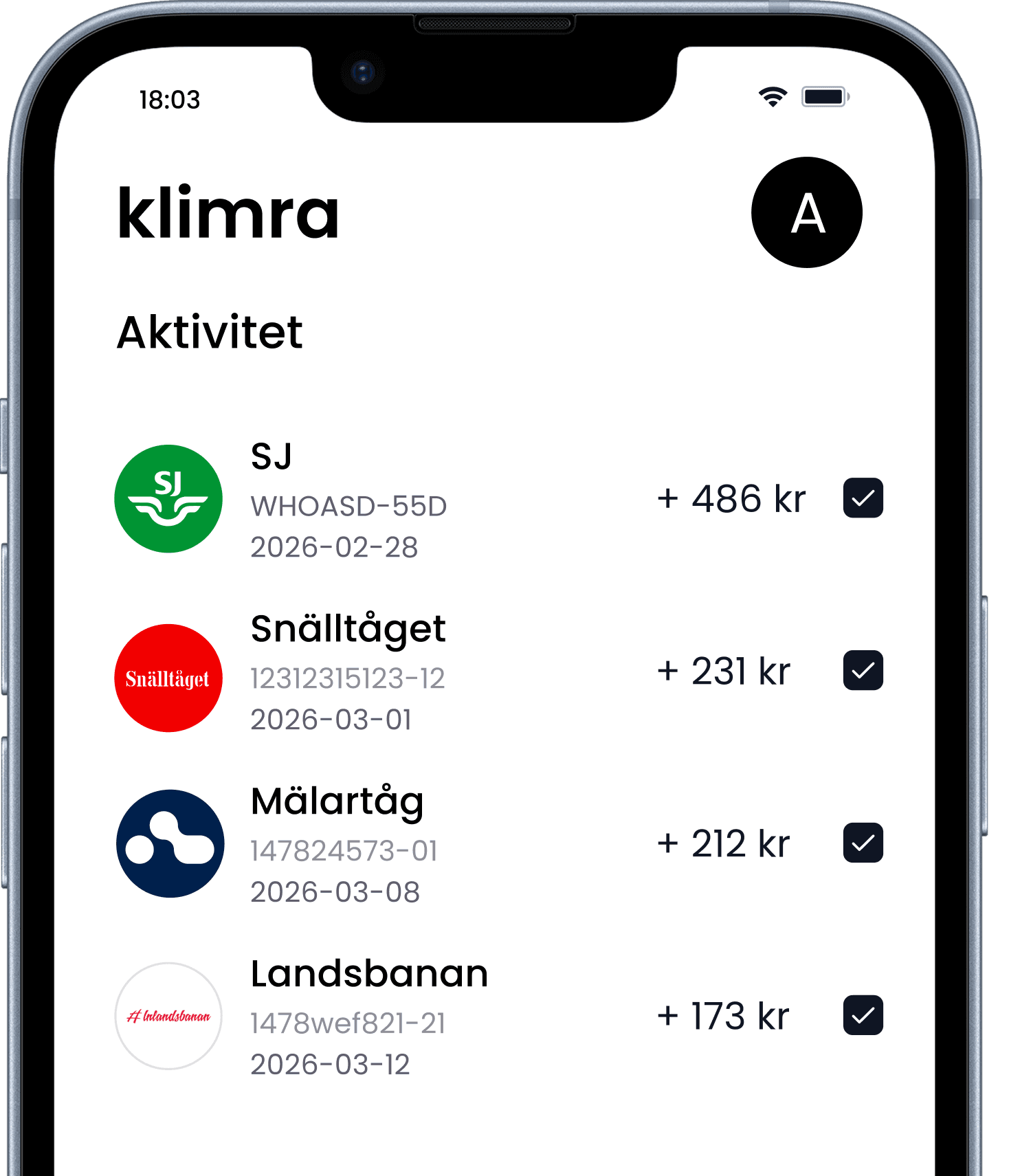 Klimra aktivitet med flera tågbolag och ersättningar